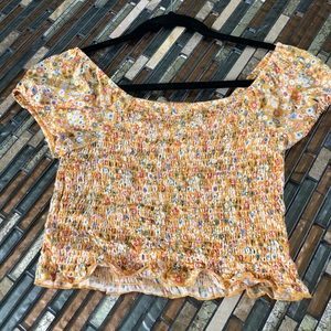 Mustard flower crop top